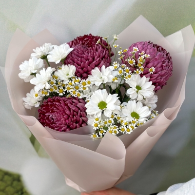 Букет Бигуди и ромашки